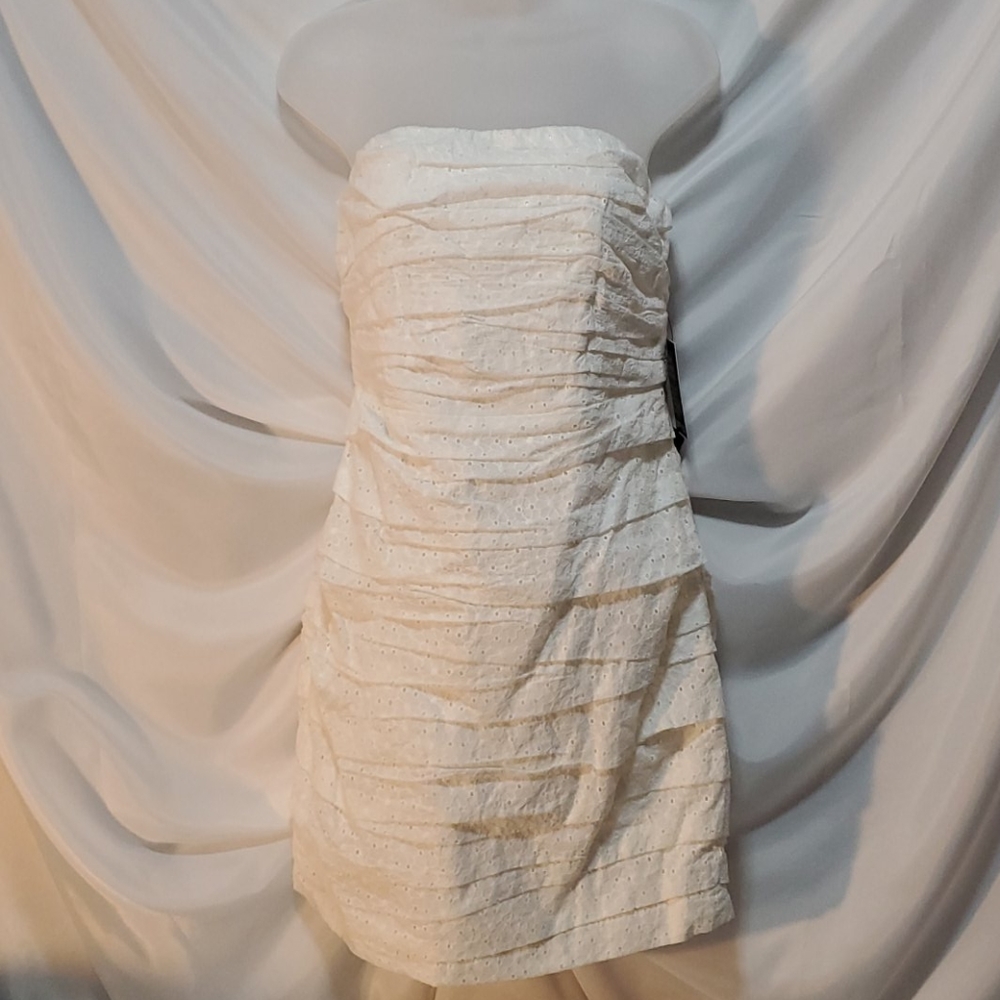 NWT Express Womens Strapless Eyelet White Dress 10